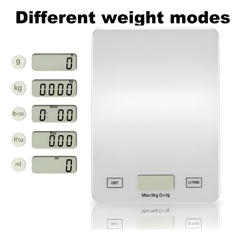 Gramera Digital Pesa Gramera Cocina Pesa Alimentos 5kg/0.01g Plateado 5 Kg