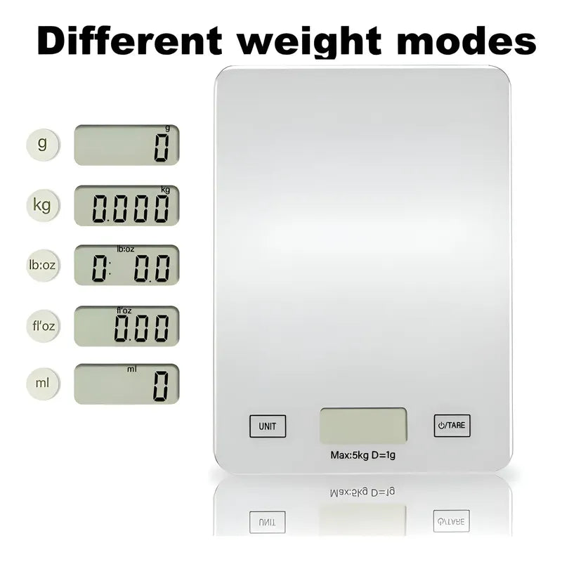 Gramera Digital Pesa Gramera Cocina Pesa Alimentos 5kg/0.01g Plateado 5 Kg