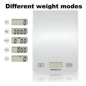 Gramera Digital Pesa Gramera Cocina Pesa Alimentos 5kg/0.01g Plateado 5 Kg