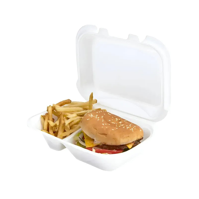 200 Bandejas Plumavit Bandeja Rectangular C/ Division Bandeja Alimentos De Colegio Bandejas De Plumavit Para Colacion... Blanco