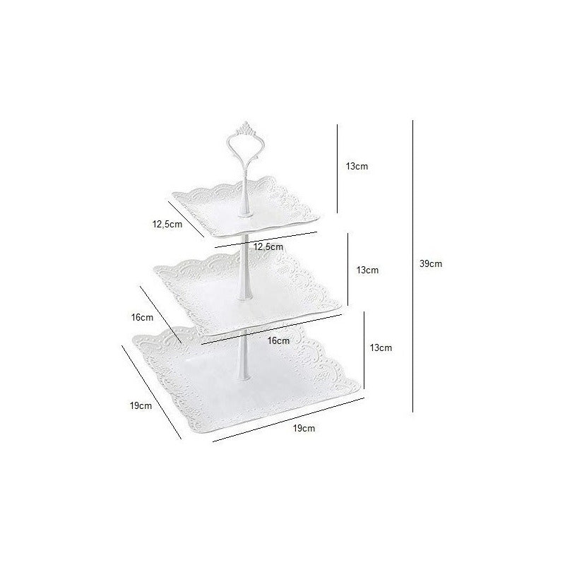 Pack X4 Porta Torta Porta Cupcakes  Torre Porta Cupcake Blanco