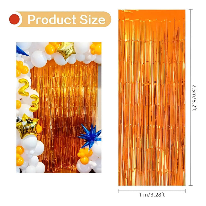 Cortina Metálicas Guirnalda Cortina De Cumpleaños Decoracion Naranja