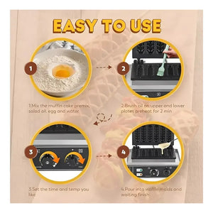 Wafleras Con Formas Hot Dog Maker Maquina Para Waffles 1550w Máquina Comercial Antiadherente Para Banderines Máquina Para Hacer Waffles De Corn Dogs Plancha De Gofres Para Cafetería Pasteleriuscl
