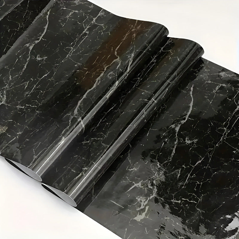 2 Papel Mural Pvc Autoadhesivo Papel Para Pared Marmol 10mts Negro