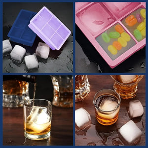 Pack X4 Cubetas De Hielo Cubetera Hielo Cubetas C/tapa 6cav Multicolor