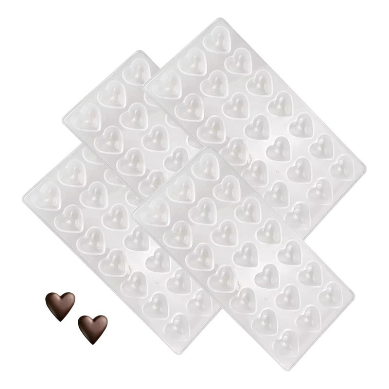 Pack X4 Molde Chocolate Molde De Chocolate Acrilico Corazón Gris