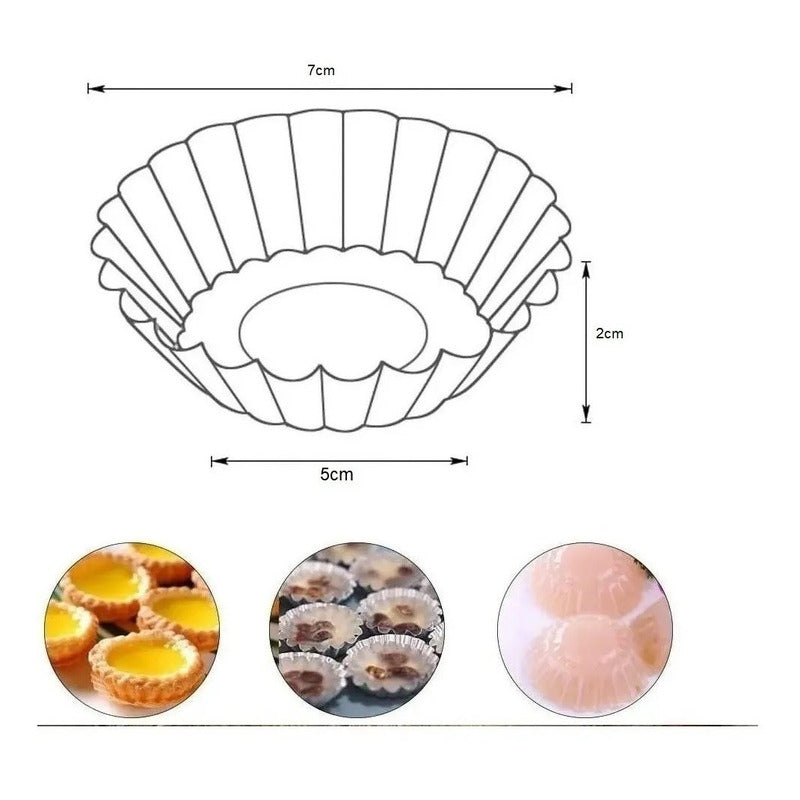 Pack 12 Molde Mini Tartaleta Tarta Moldes Para Reposteria