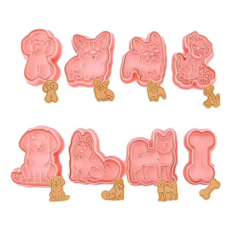 Molde Galletas Mascotas Moldes Para Galletas Perros Cortador Sellos En Relieve De Animales 3d Moldes De Galletas... Rosa Claro
