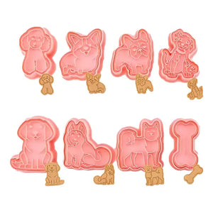Molde Galletas Mascotas Moldes Para Galletas Perros Cortador Sellos En Relieve De Animales 3d Moldes De Galletas... Rosa Claro