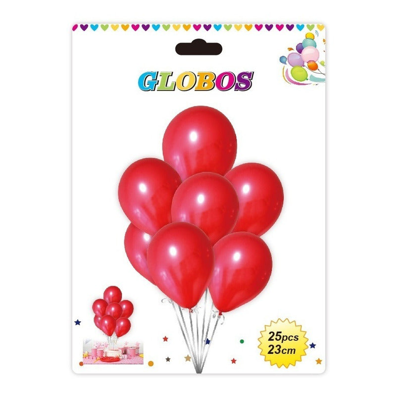 Pack X25 Set De Cumpleaños Globos Cumpleaños Globos Rojo - Rojo 100934