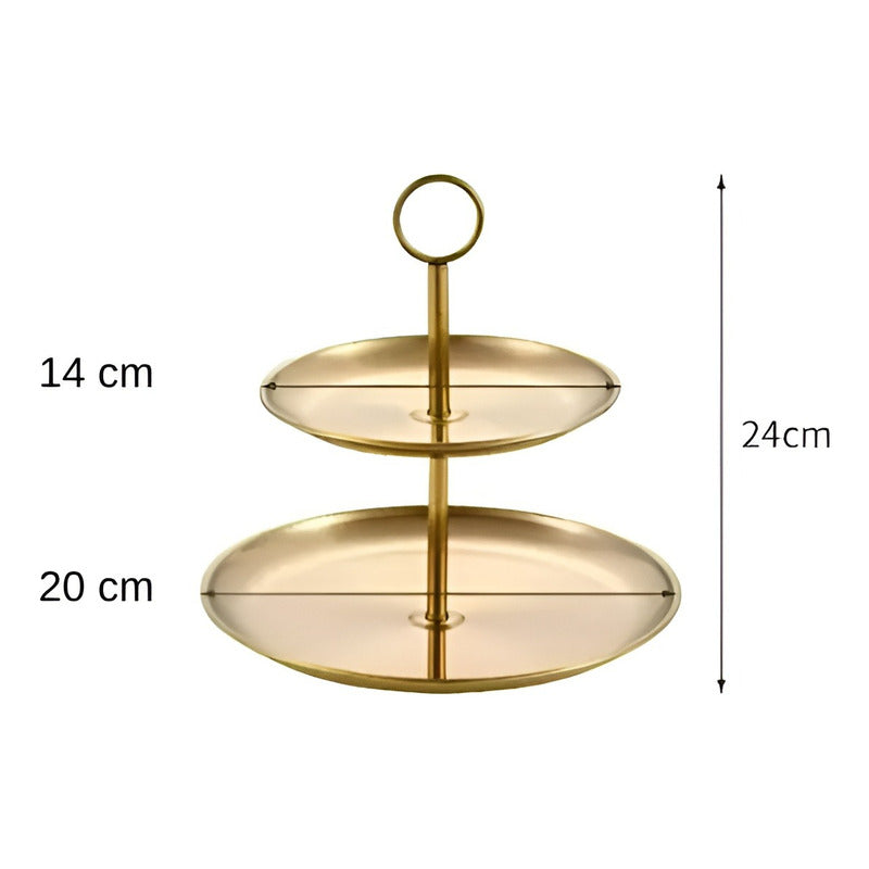 2 Porta Cupcake Porta Torta Exhibidor Candy Bar Soporte 2niv Dorado