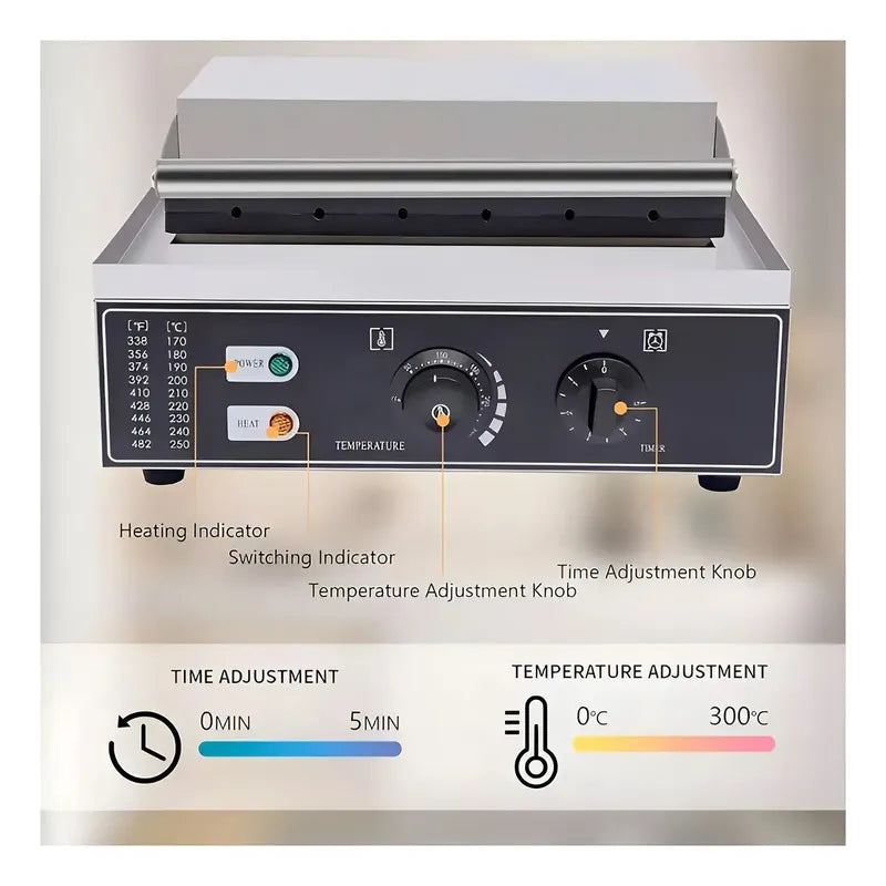 Wafleras Con Formas Hot Dog Maker Maquina Para Waffles 1550w Máquina Comercial Antiadherente Para Banderines Máquina... Plateado