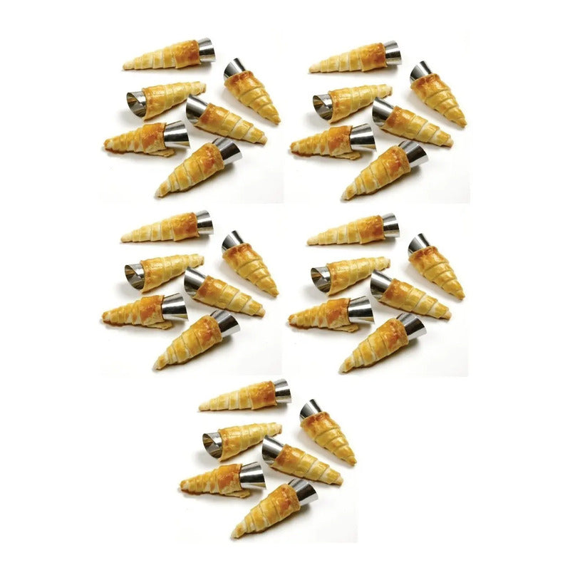 Pack X30 Cono Molde Para Cannoli Cachito Croissant Pan Danes Gris Claro
