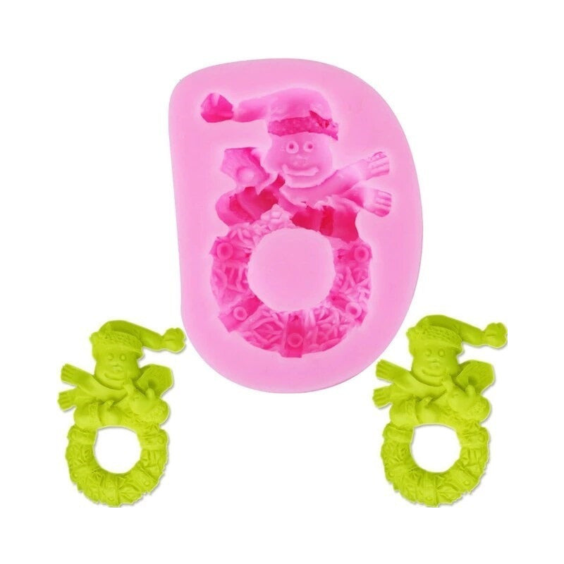Molde Fondant Navidad  Molde De Silicona Molde Muñeco Nieve Rosa Muñeco De Nieve 52308