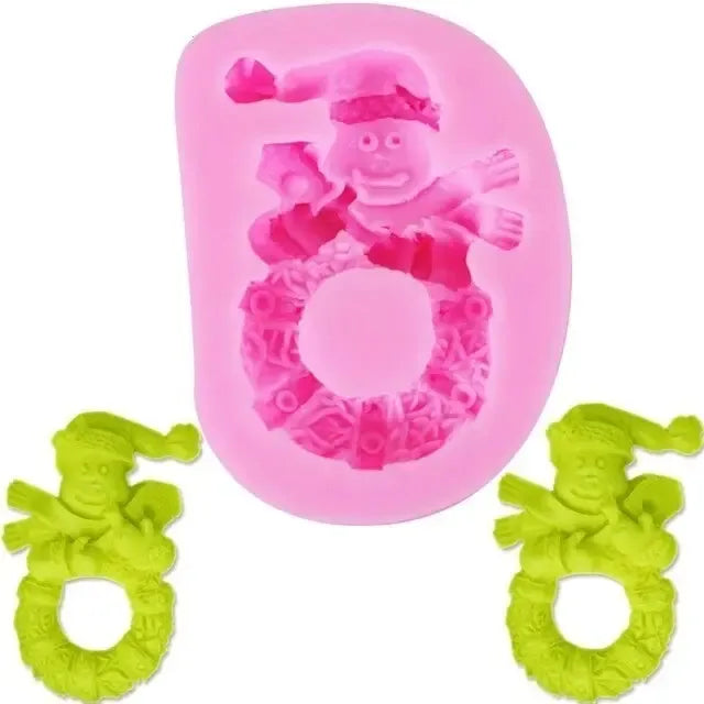Molde Fondant Navidad  Molde De Silicona Molde Muñeco Nieve Rosa