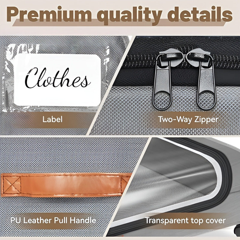 2 Cajas Almacenamiento Caja Organizadora Grande Cajones 80cm Gris Oscuro Liso