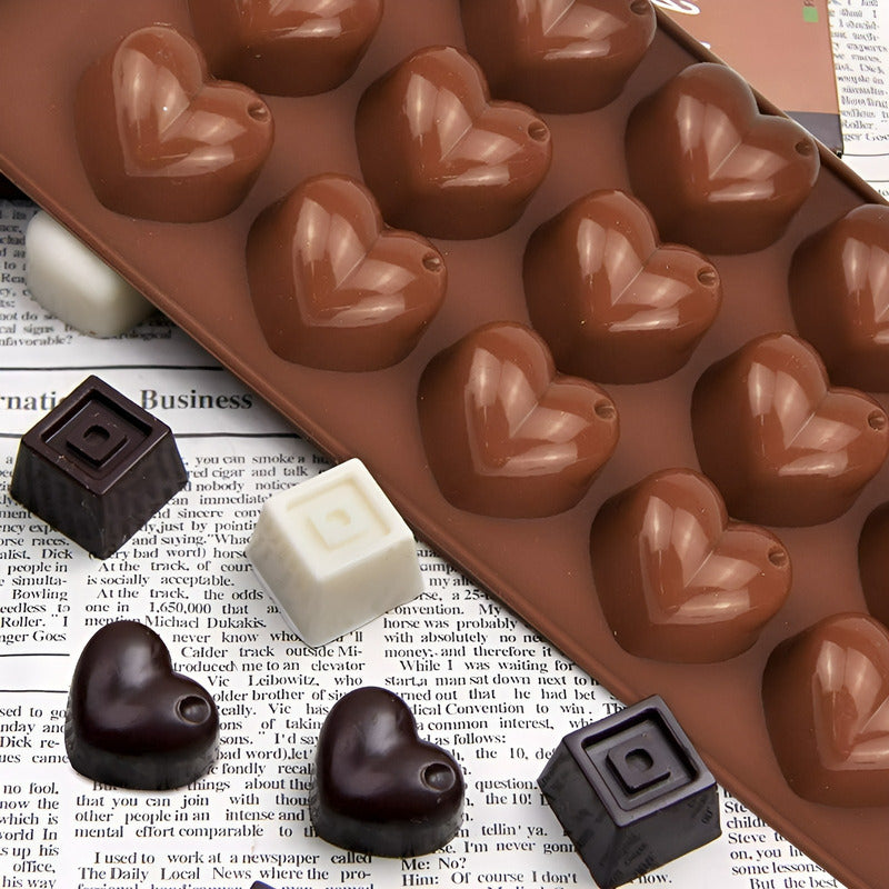 Pack X4 Moldes Para Chocolate Moldes Reposteria Corazon 15c Marrón / Molde Corazon Huequito 15cav
