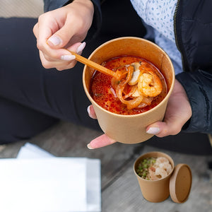 X100 Potes Contenedor De Alimentos Pote Kraft C/tapa 12oz