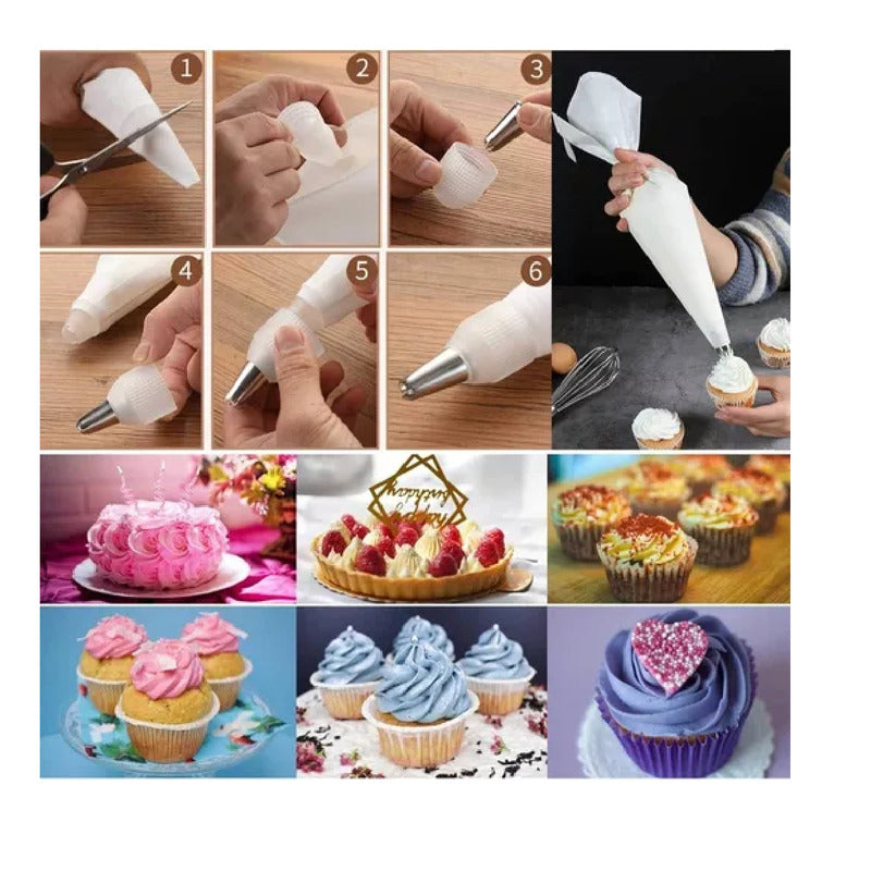 Pack X3 Mangas Pasteleras Profesional Mangas De Telas 40cm Blanco