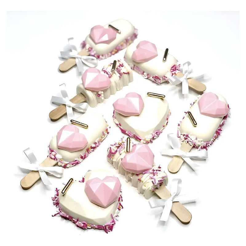 Molde Mini Corazon Diamante Molde Mini Corazón Geometrico 8 Moldes Antiadherentes Para Chocolate Moldes De Chocolate De Silicona Fácil Liberación Antiadherente Dulces Aperitivos Pasteleriuscl Marrón