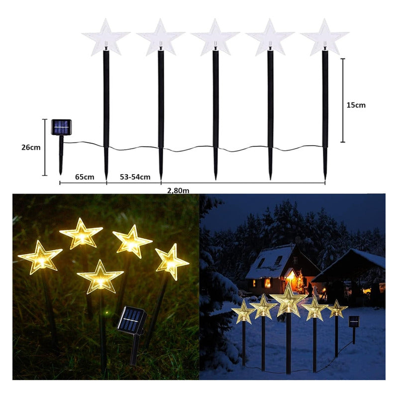 5 Guirnalda Solar Guirnaldas Solares Lampara Jardin Estrella Amarillo