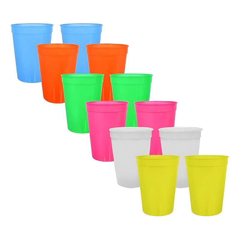 12 Vasos Plasticos Vasos Reutilizables Plasticos Vasos 450ml Multicolor