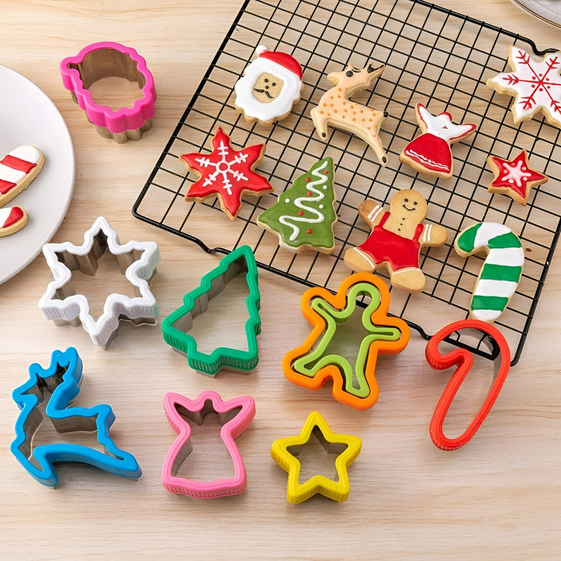 Set X8 Cortadores Galletas Navidad Moldes Galleta Navideñas Multicolor