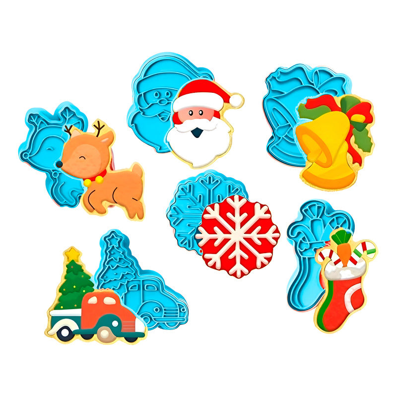 Cortadores De Galletas Navidad Moldes De Galletas 3d 6pcs Multicolor / Moldes De Galletas Navidad 6 Pcs