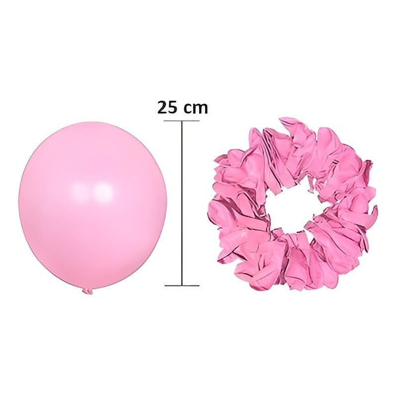 Pack 50 Set De Cumpleaños Globos Cumpleaños Globo Metalizado Rosado 25 Cm Redondo