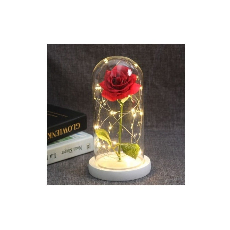 Rosa Eterna Rosas Eternas Rosa Preservada Led San Valentin Rojo Rosa Roja De Madera- Led