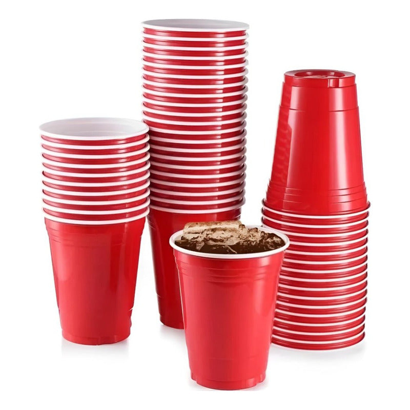 100 Vasos Plasticos Vaso Desechable Vasos Grandes 473ml/16oz Rojo