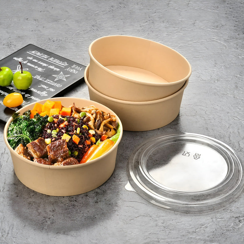 50 Bowl Con Tapa Bowls Plastico Envases Bowl Kraft 1300 Cc Beige / Bowl Con Tapa 1300cc