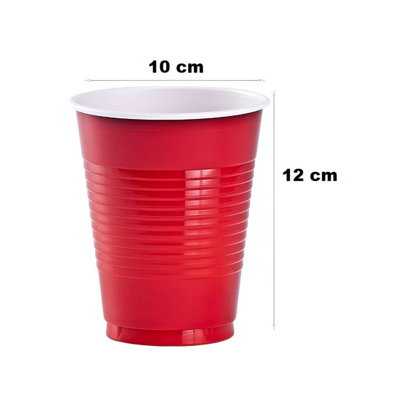 50 Vasos Plasticos Vaso Desechable Grande Bicolor 16oz 473ml Rojo 473 Ml