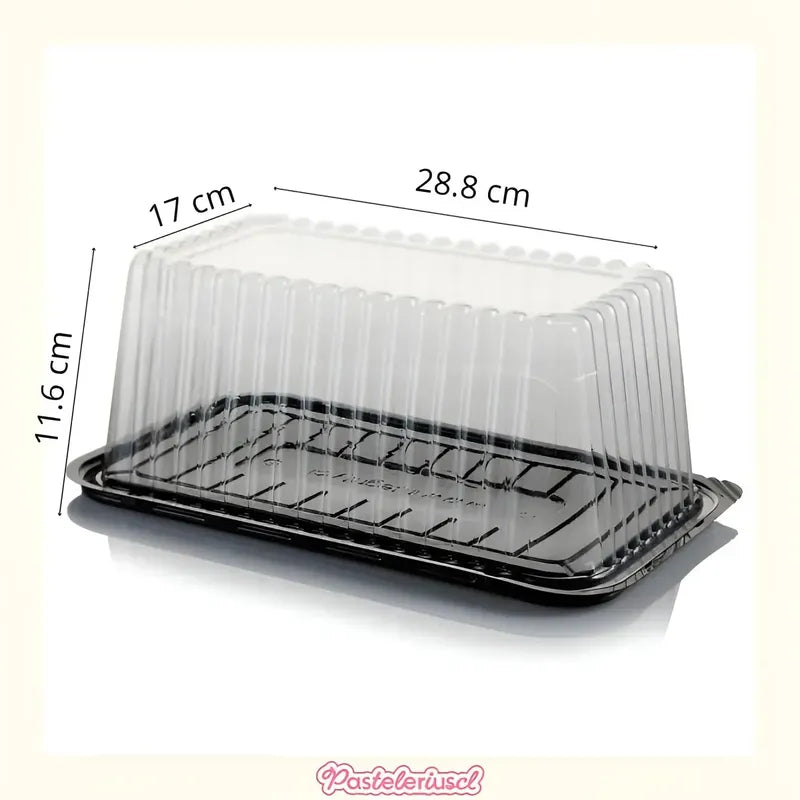 70 Bandejas Para Tortas Porta Brazo De Reina 28x17x11cm Base Y Cúpula Para Rollo Suizo Envase Cúpula Plástica Bandeja... Negro