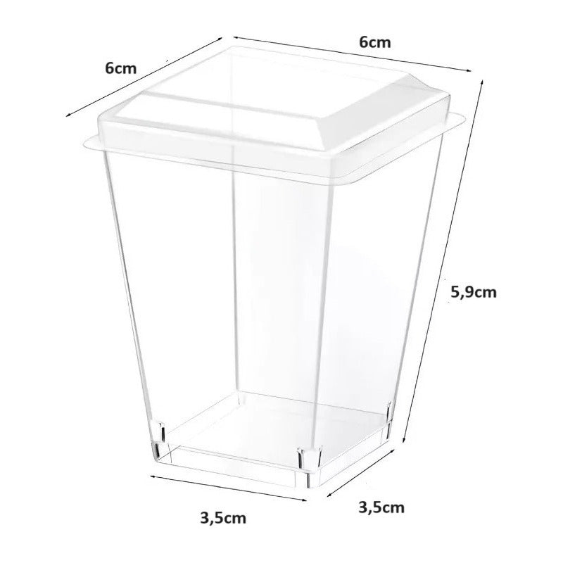 50 Vasos Para Postres Set De Vasos Shot Postres C/tapa 110ml Transparente