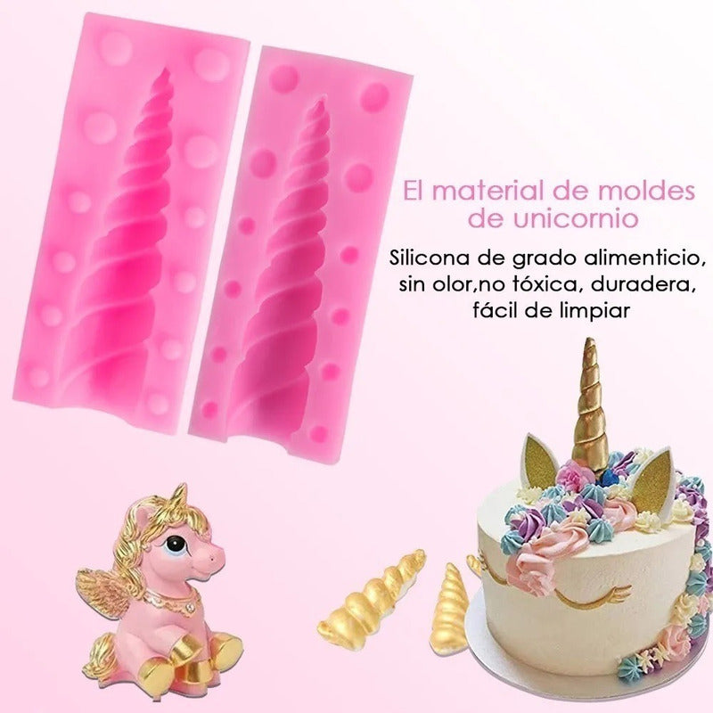 Moldes Silicona Molde De Fondant Molde Unicornio Cacho Rosa 266