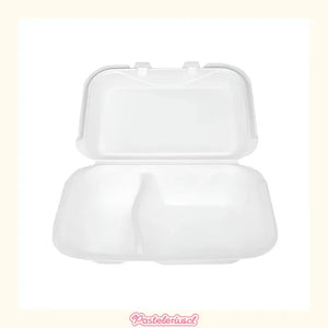 200 Bandejas Plumavit Bandeja Rectangular C/ Division Bandeja Alimentos De Colegio Bandejas De Plumavit Para Colacion... Blanco