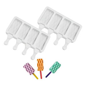 Pack X2 Moldes Silicona Helados Marca Pasteleriuscl 4 Cavidades Blanco