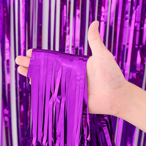 Guirnalda Cortina De Cumpleaños Decoracion Cortina Metálicas Violeta Oscuro Cortina Metalica 2x1mts