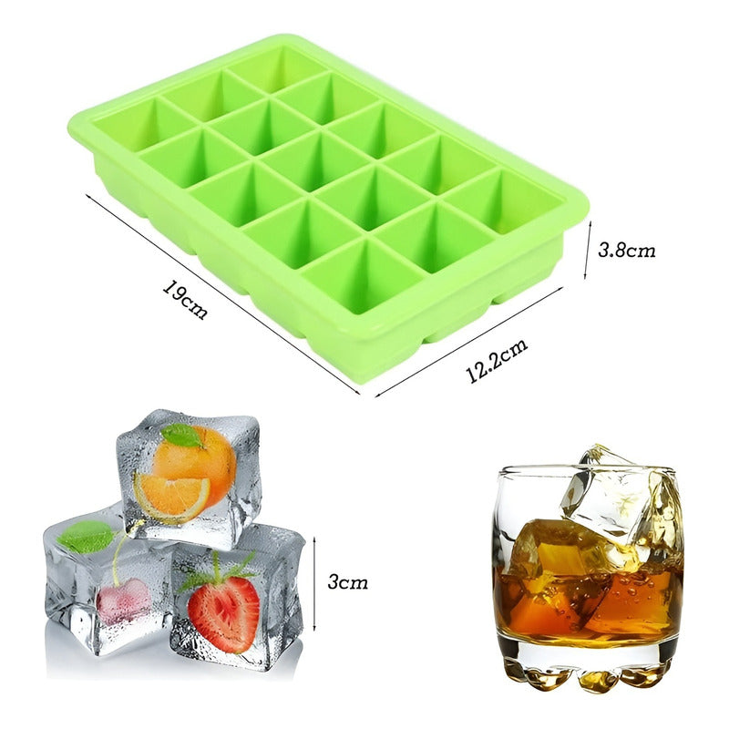 Pack X4 Cubetas De Hielo Cubetera Hielo Moldes C/tapa 15cav Multicolor / Cubetas Silicona / Con Tapa