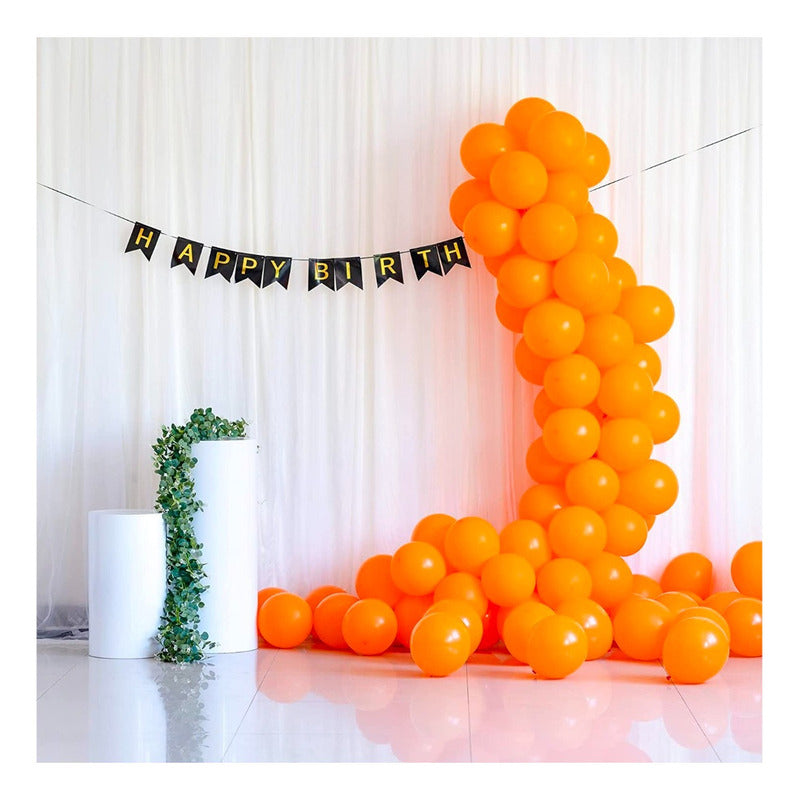 25 Set De Cumpleaños Globos Cumpleaños Globos Naranja 0959 Redondo