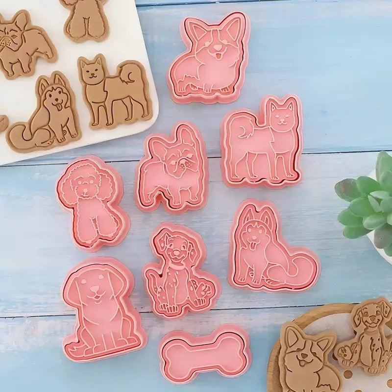 Molde Galletas Mascotas Moldes Para Galletas Perros Cortador Sellos En Relieve De Animales 3d Moldes De Galletas... Rosa Claro