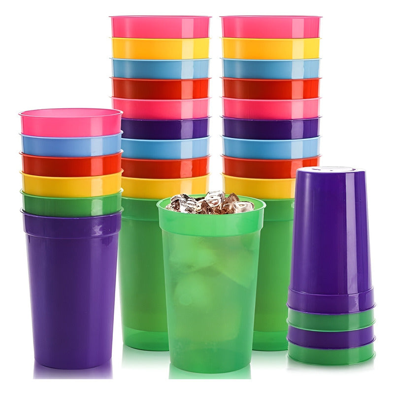 24 Vasos Plasticos Reutilizables Vasos Plasticos Vasos 450ml Multicolor / Vasos Plasticos 450ml