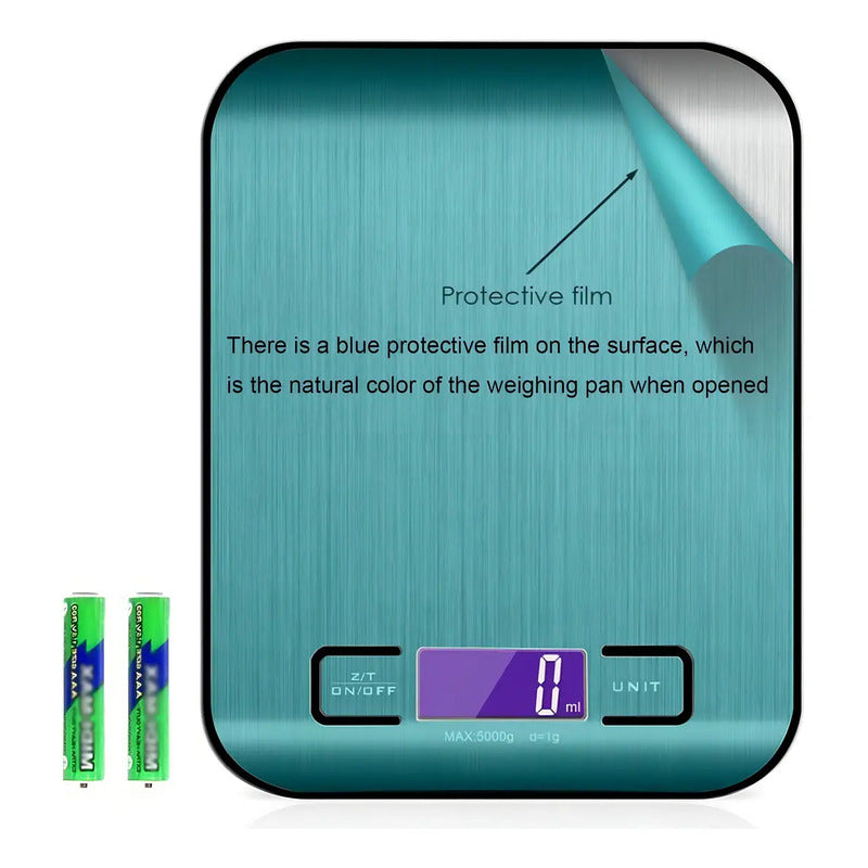 Báscula De Cocina Digital De Acero Inoxidable Para Alimentos Con Tara Y 5 Kg De Capacidad Plateado 5 G