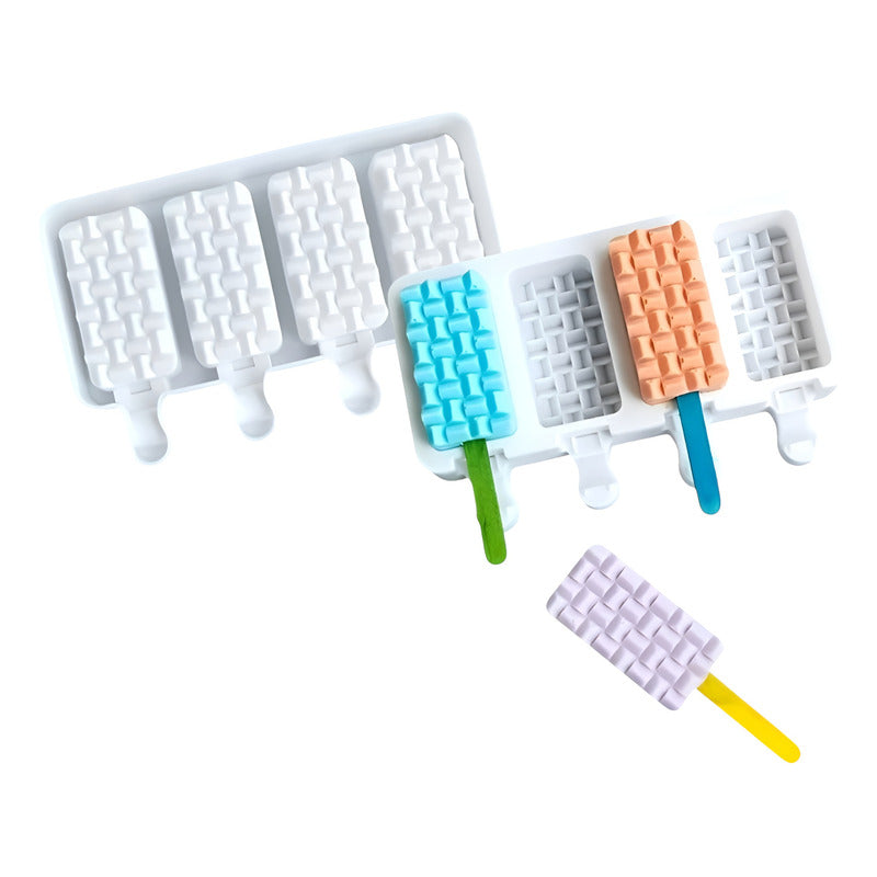 X2 Moldes De Silicona Reposteria Molde Helados Trenzado 4cav Blanco