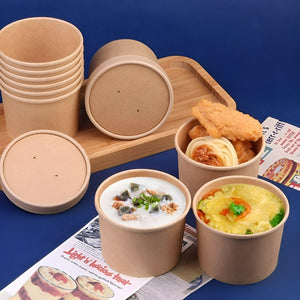 Set X100 Potes Contenedor De Alimentos Pote Kraft C/tapa 8oz