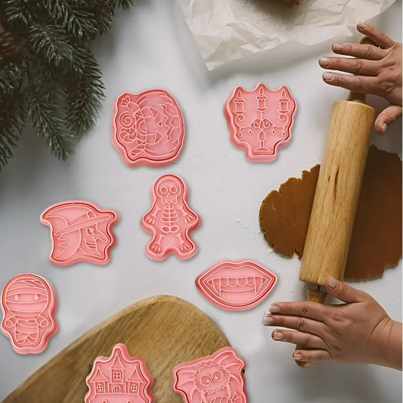 8 Moldes Galletas Halloween Cortadores De Galletas Cortador Rosa