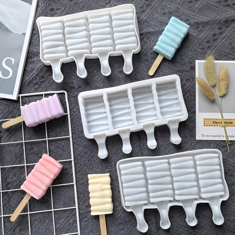 Moldes De Silicona Para Helados Molde Paletas Helado Pale419 Blanco / Molde Helados 4cav