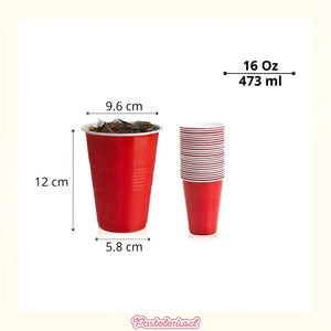 50 Vasos Plasticos Vaso Desechable Grande Bicolor 16oz 473ml Rojo 473 Ml