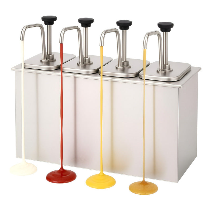 Dispensador De Salsa Dispensador Bomba Dosificador Salsa 8l Plateado / Dispensador De 4 Bomba